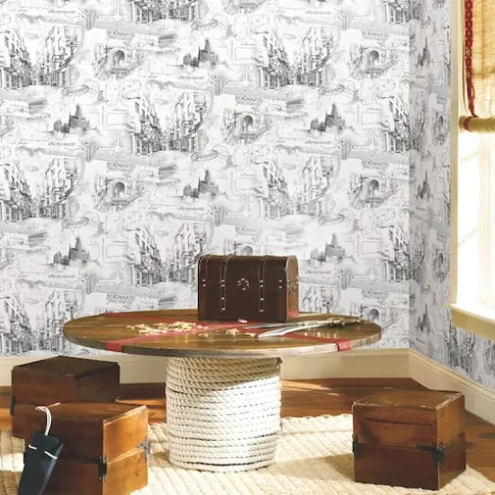 RoomMates White Harry Potter Map Peel & Stick Wallpaper {5}