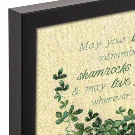 Clover Irish Blessing Black Framed Canvas {3}