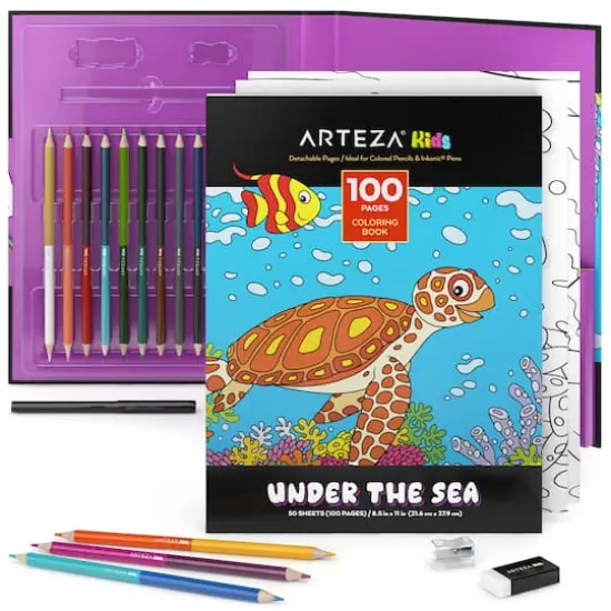 Arteza&reg; Kids Water Animals Coloring Book Kit {1}