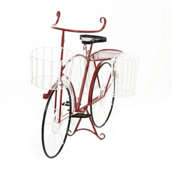 52" Red Metal Farmhouse Bicycle Planter {4}