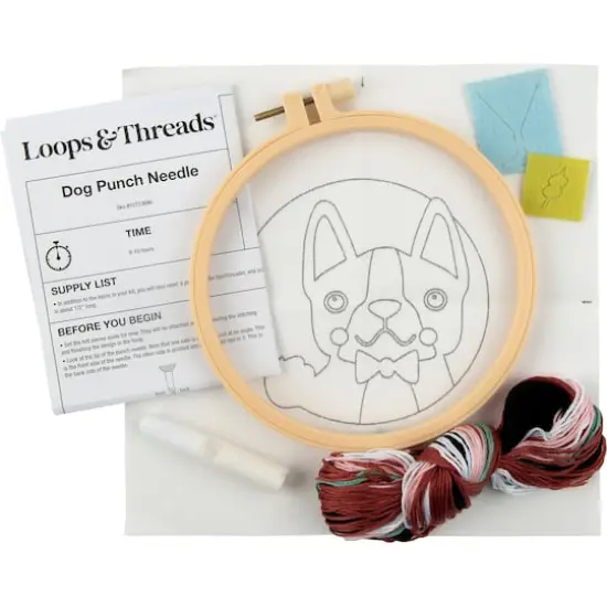 6" Dog with Martini Punch Needle Kit with Hoop by Loops & Threads&reg; {4}