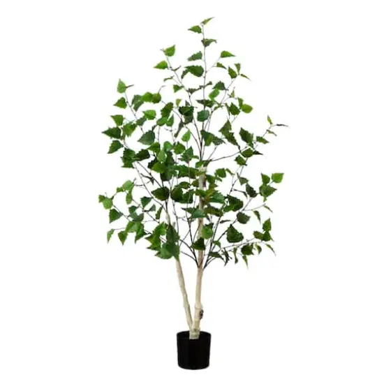 4ft. Potted Green Artificial Birch Tree with Real Touch Leaves {1}