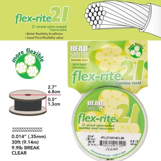 Flex-Rite&reg; 0.014" Clear 21 Strand Beading Wire {6}