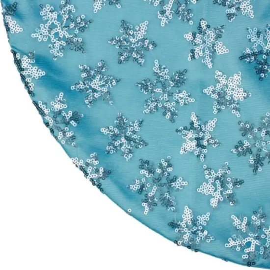 20" Blue Sequin Snowflake Pattern Mini Christmas Tree Skirt {4}