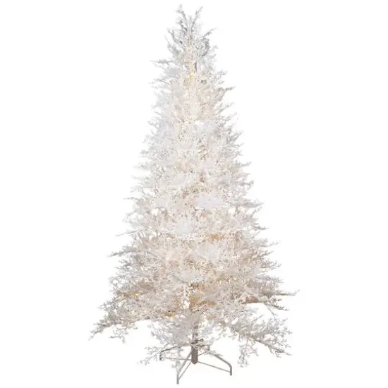 7.5ft. Pre-Lit Flocked Twig Artificial Christmas Tree, Warm White LED Lights {1}