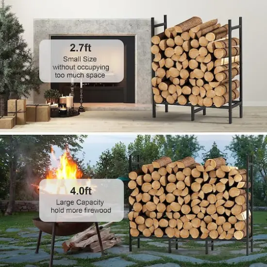 NEX&trade; 4ft. Outdoor Metal Firewood Storage Rack {5}