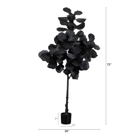 6ft. Artificial Halloween Black Fiddle Leaf Tree {3}