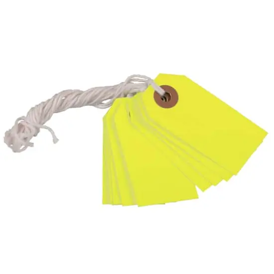 JAM Paper Tiny Gift Tags with String, 100ct. Neon Yellow {4}