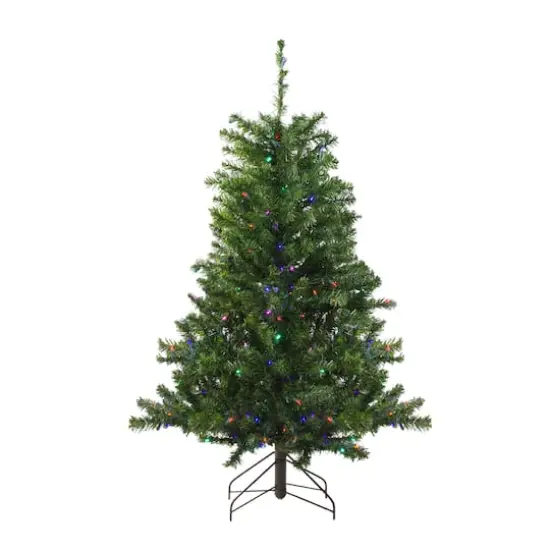 4ft. Pre-Lit Canadian Pine Artificial Christmas Tree, Multicolor LED Lights {1}