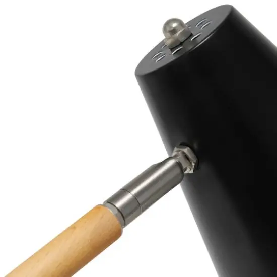 Simple Designs 16.7" Wooden Pivot Desk Lamp Matte Black and Wood {7}