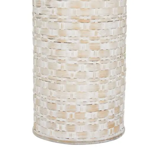 White Bamboo Tall Woven Floor Vase 8" x 8" x 22" {5}
