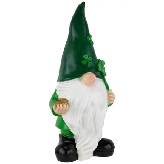 16.25" St. Patrick's Day Shamrock Gnome Outdoor Garden Statue {5}