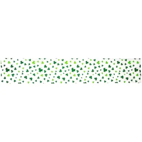 72" White & Green Shamrock St. Patrick's Day Table Runner {1}