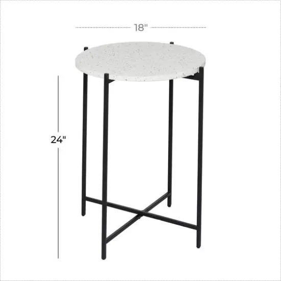 24" Black Contemporary Terrazzo Accent Table {6}
