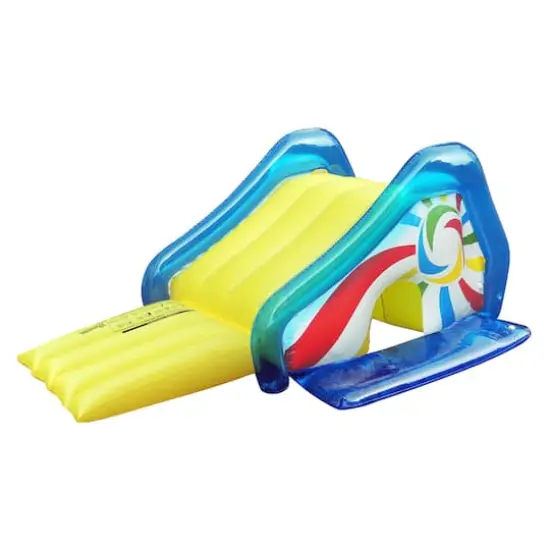 8ft. Yellow & Blue Pool Side Slide with an Attached Sprayer {1}