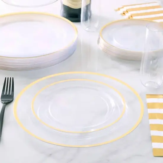 Clear & Gold 40 Piece Dinner & Lunch Plate Set by Celebrate It&trade; {3}