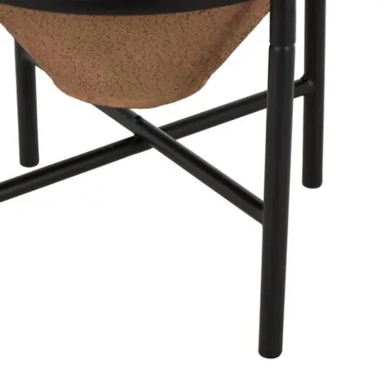 20" Brown Wide Metal Vase with Black Stand {6}