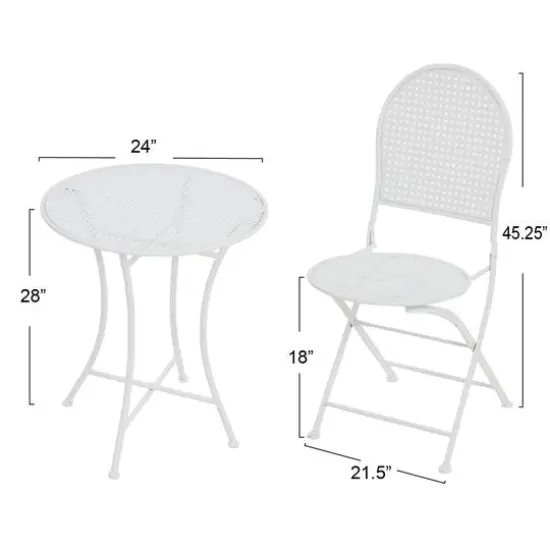 Hello Honey&reg; Metal Cane Outdoor Bistro Patio Set White {8}
