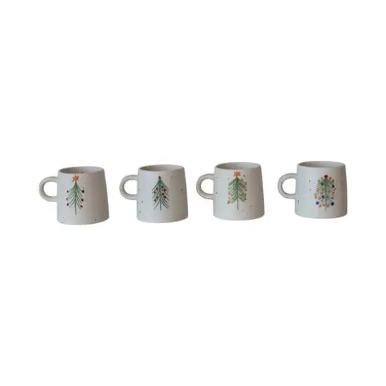 Hello Honey&reg; 12oz. Speckled Hand-Painted Christmas Tree Stoneware Mug Set {1}
