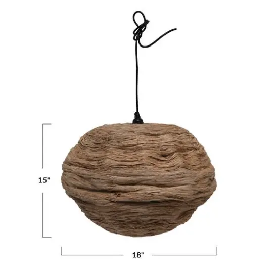 Hello Honey® 15" Round Collapsible Banana Fiber Modern Hanging Pendant Lamp {8}