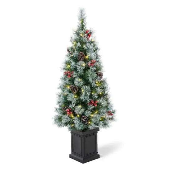 4ft. Pre-Lit Pine Artificial Christmas Porch Tree, Warm White LED Lights {1}
