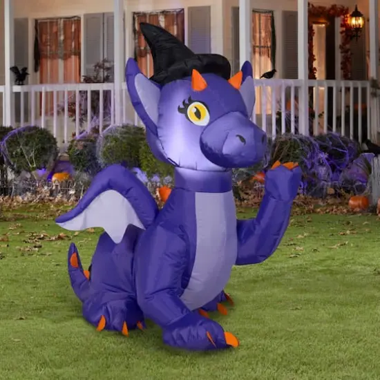 3ft. Airblown&reg; Inflatable Halloween Purple Baby Dragon {3}