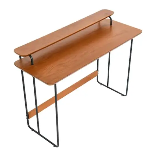 Hello Honey&reg; Pacifica Mid-Century Modern Computer Desk Black/Almond {1}