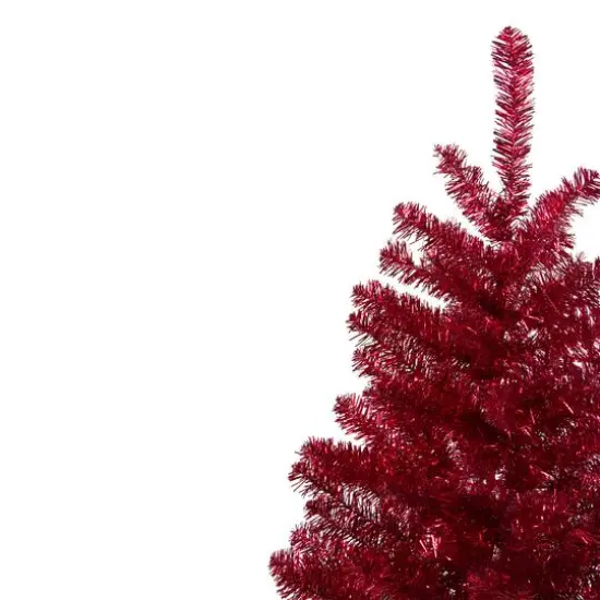 3ft. Unlit Metallic Crimson Tinsel Artificial Christmas Tree {4}