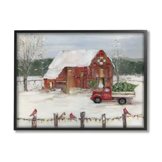 Stupell Industries Snowy Holiday Tree Farm Landscape Framed Giclee Art Black {1}