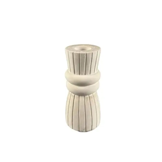 4.5" Ribbed Cement Taper Candle Holder by Make Market&reg; {3}