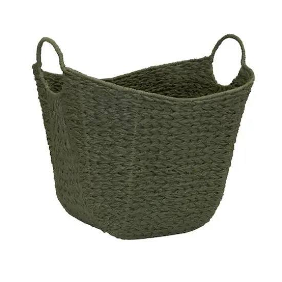 Household Essentials 17.5" Woven Paper Rope Basket with Handles Green {1}