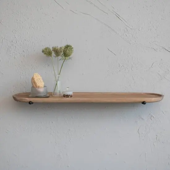 Hello Honey&reg; Natural 28" Modern Oval Wood & Metal Wall Shelf {5}