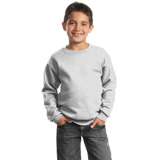 Port & Company&reg; Youth Core Fleece Crewneck Sweatshirt Ash {4}