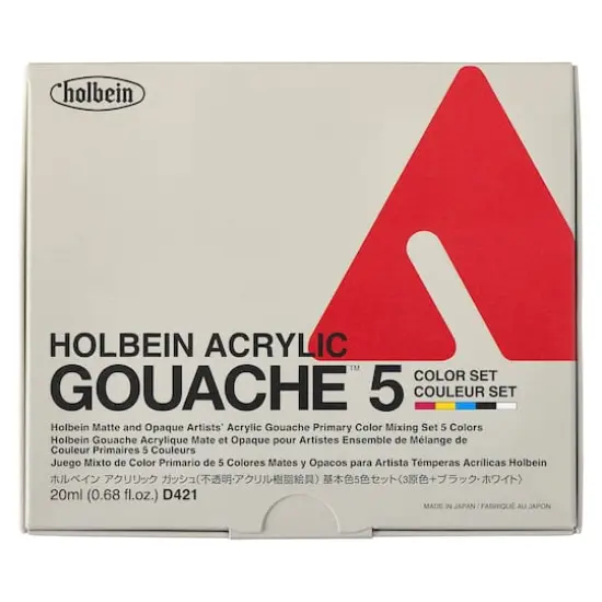 Holbein Artist Acrylic Gouache Primary 5 Mixing Colors Set {1}