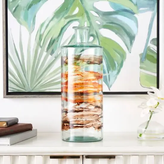 16" Orange & Brown Swirl Spanish Bottle Vase {10}