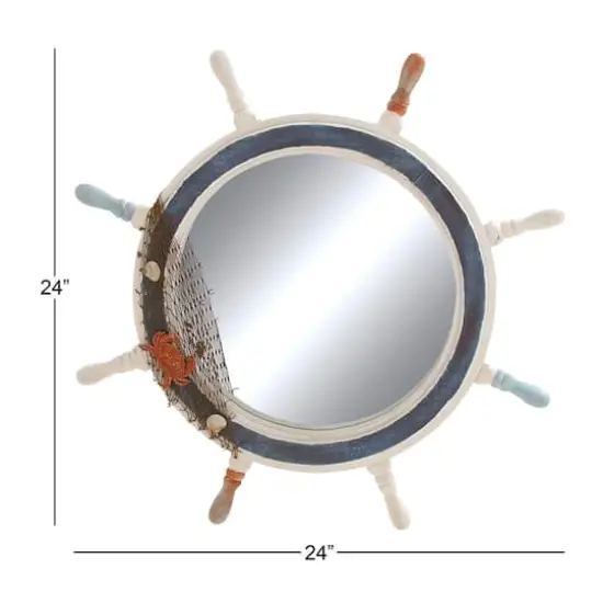 25'' White Coastal Wood Wall Mirror {7}