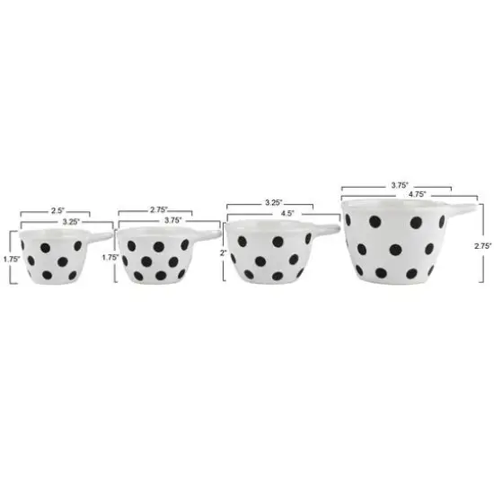 Hello Honey&reg; Black & White Polka Dot Ceramic Measuring Cup Set {4}