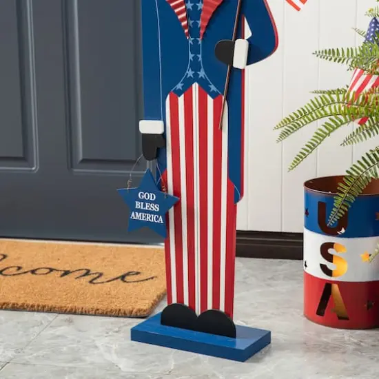 Glitzhome&reg; 40" Patriotic America Uncle Sam Porch D&eacute;cor {5}