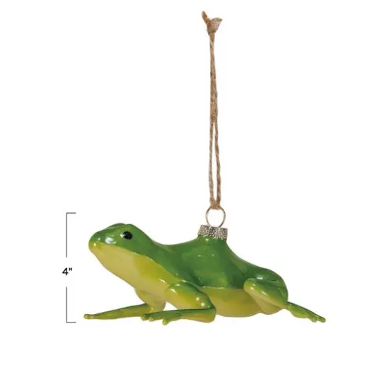 Hello Honey&reg; Green Hand-Painted Glass Frog Ornament {5}