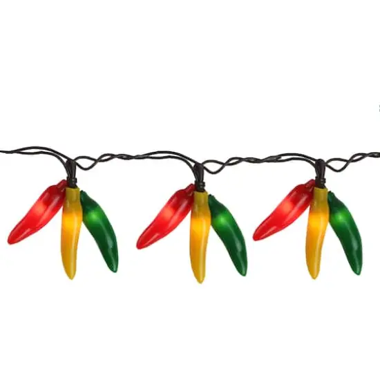 36ct. Orange, Yellow & Green Chili Pepper Cluster String Lights Set {1}