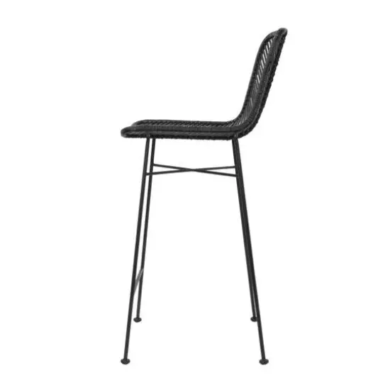Hello Honey&reg; Black Boho Rattan & Metal Bar Stool {7}