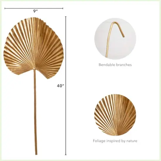 40" Gold Ruffled Fan Palm Stems, 3ct. {5}