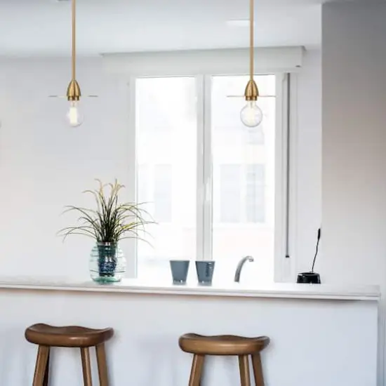 Hello Honey&reg; Daisy Brushed Gold Mini Modern Exposed Bulb Metal Ceiling Light {3}