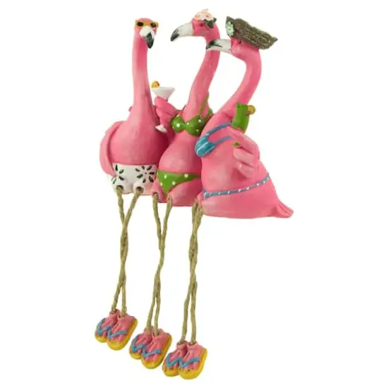 9" Three Amigos Beach Flamingos Outdoor Garden Statue {5}