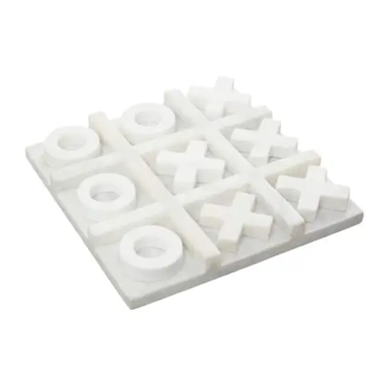 Marble Tic Tac Toe Game Set White {3}