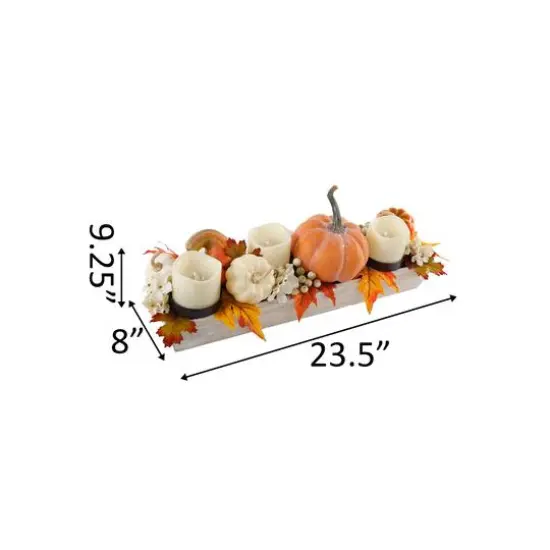 Flora Bunda&reg; 23" Ledge Pumpkin Arrangement with Candle Holder {4}