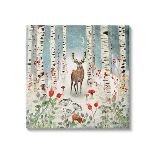 Stupell Industries Deer In Nighttime Birch Forest Canvas Wall Art {1}