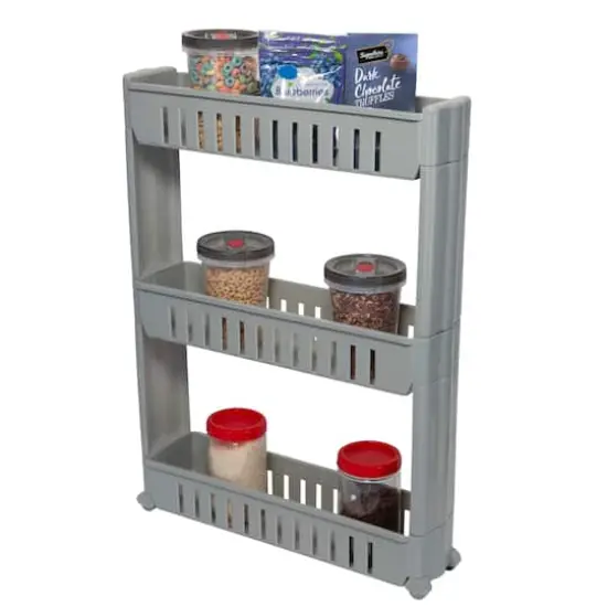 Simplify 3-Tier Slim Slide-Out Storage Cart Gray {8}