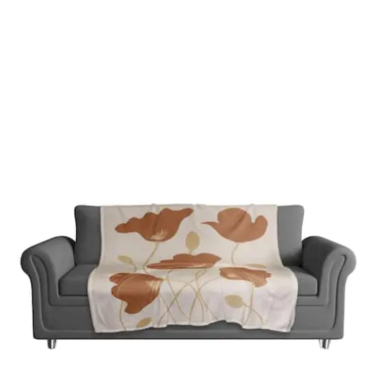 Orange Poppies 50" x 60" Coral Fleece Blanket {4}
