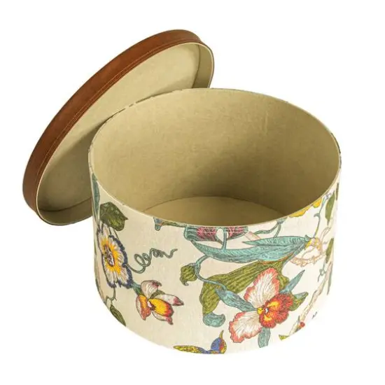 Household Essentials Multicolor Floral Nesting Hat Box Set with Faux Leather Lids {6}